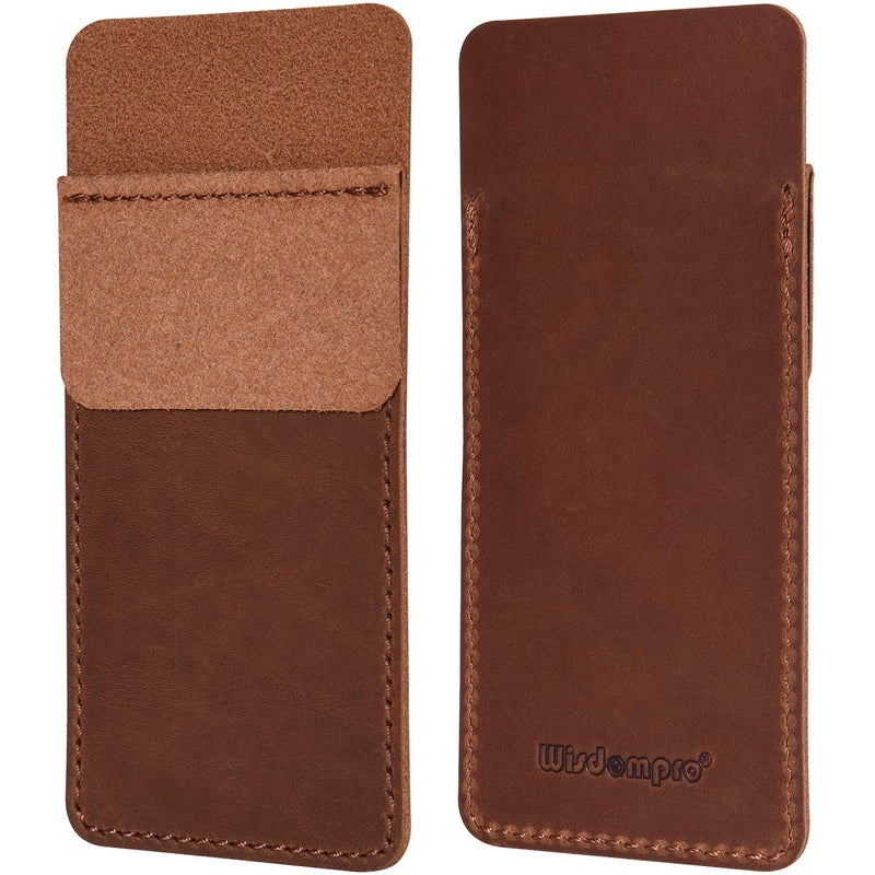 Wisdompro Genuine Leather Heavy Duty Pocket Protector Pen Holder Pouch for Shirts, Lab Coats, Pants - Multi-Purpose; Holds Pens, Pointers, Pencils, and Notes - Vintage Brown - Image 3